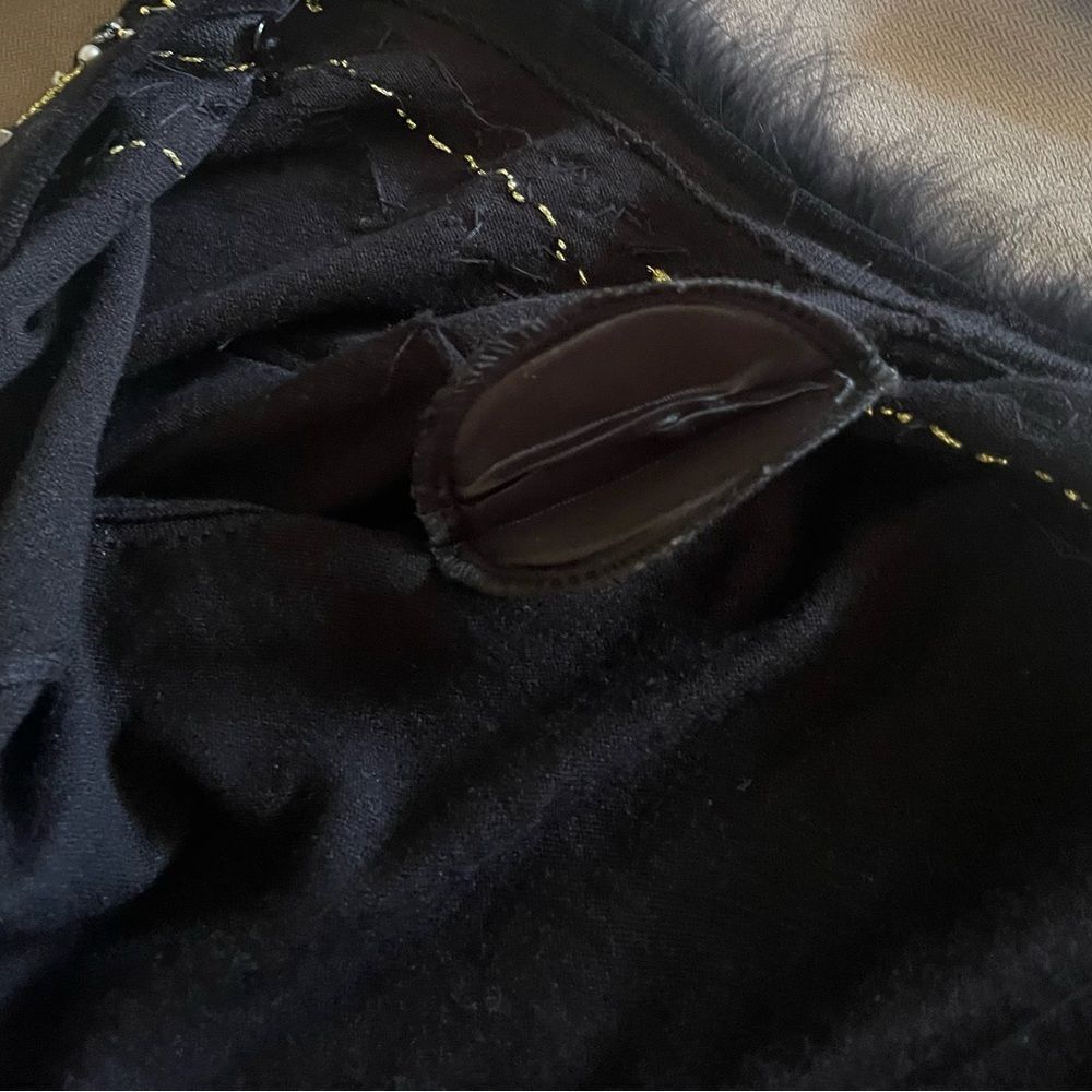 Jack B Quick vintage embellished button down black cardigan w/ faux fur collar - Picture 12 of 12